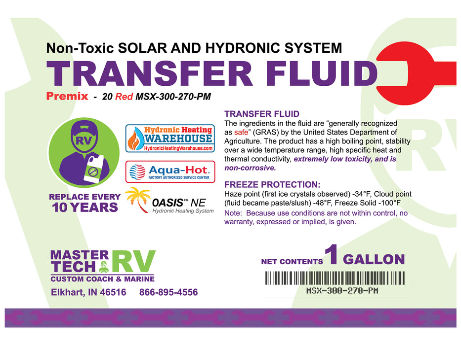 1 GAL (Red/Pink) Premix (-20º) Heat Transfer Boiler Antifreeze